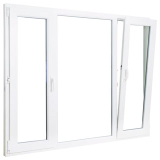 Окно ПВХ трёхстворчатое 2050 x 1415 - Plaswin 58 мм